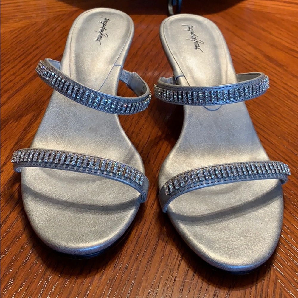 Jacqueline Ferrar Silver Rhinestone Dress Sandals